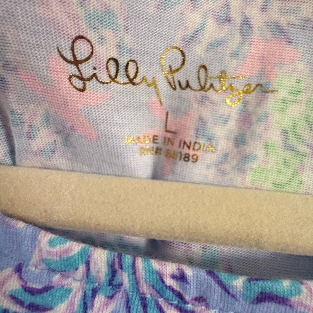 Lilly Pulitzer GEANNA SHORT SLEEVE DRESS, BLUE PERI THE TURTLE PACKAGE Large New - Picture 4 of 5